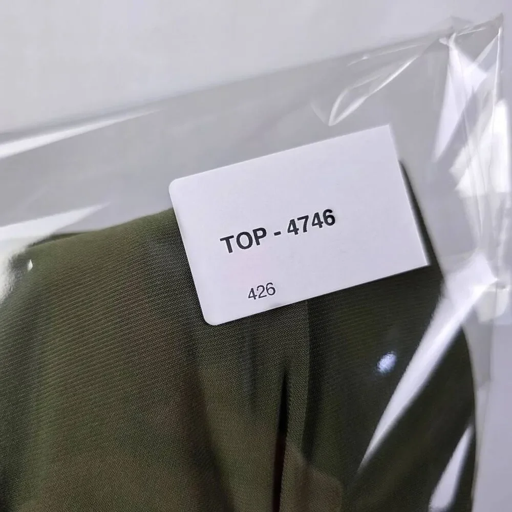 Anne Klein Olive Ruffle Blouse Keyhole Small - Picture 7 of 7